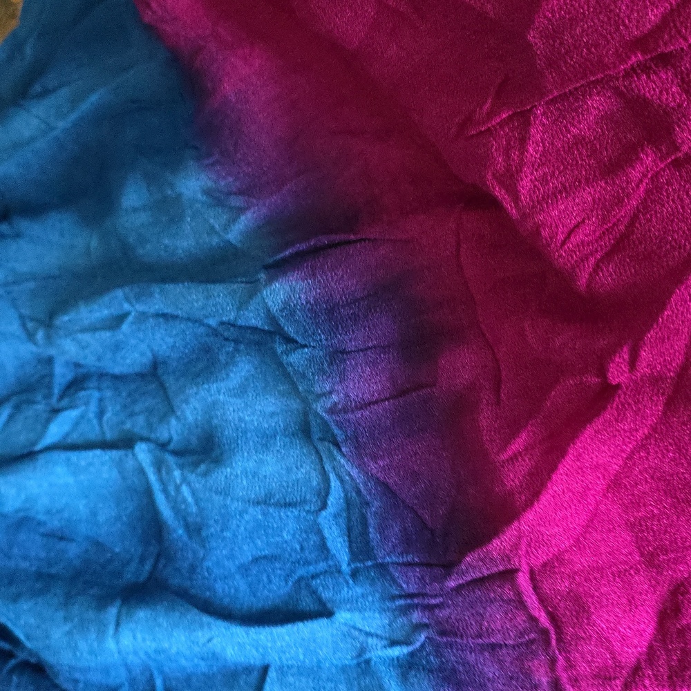 Upcycled Red and Blue Tiered Distressed Midi Blue Jean Skirt - Picture 12 of 12